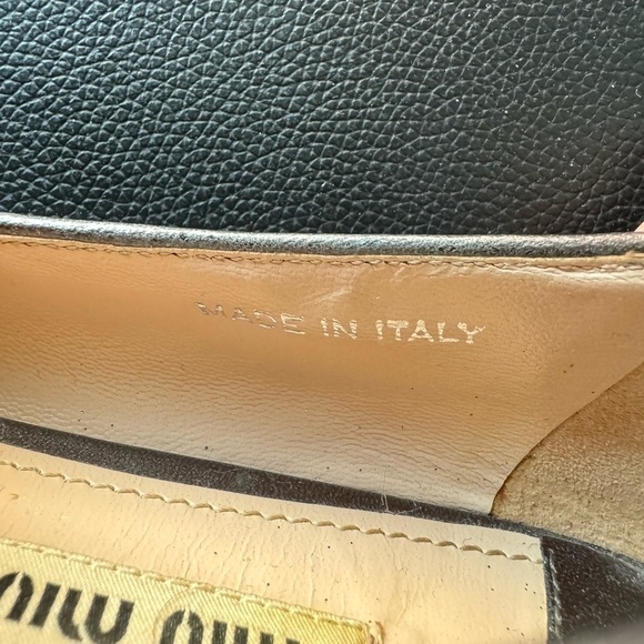 Miu Miu Ballet Flats Metallic Silver Glitter Slippers Ballerina 37 EU / 7 US - Picture 7 of 8